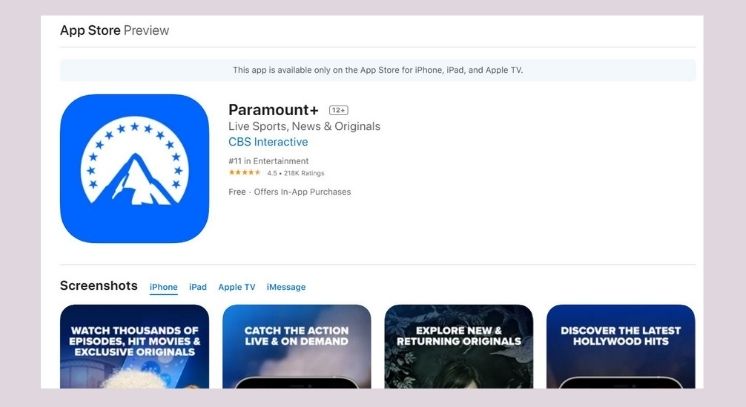 paramount plus app for ios devices