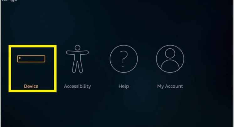 Device/ My Fire tv option in Firestick settings